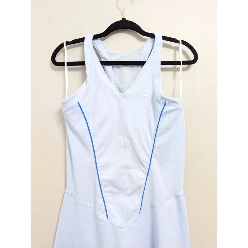 Y2K Nike Tennis Dress Blue Sleeveless Women's Size L Court Tennis Prep
